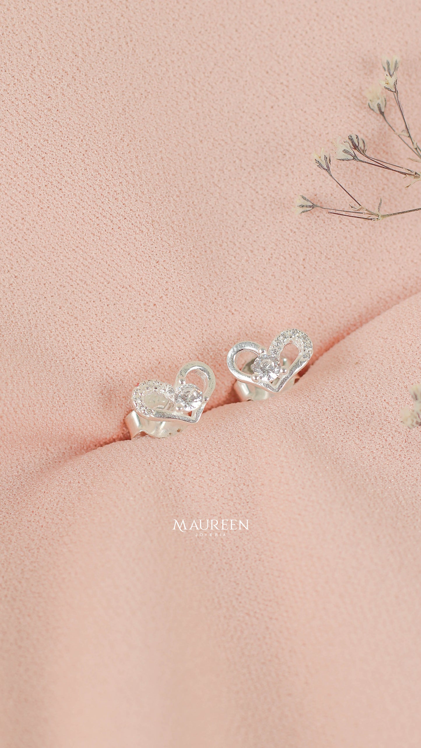 Arete corazon calado con circones - Plata
