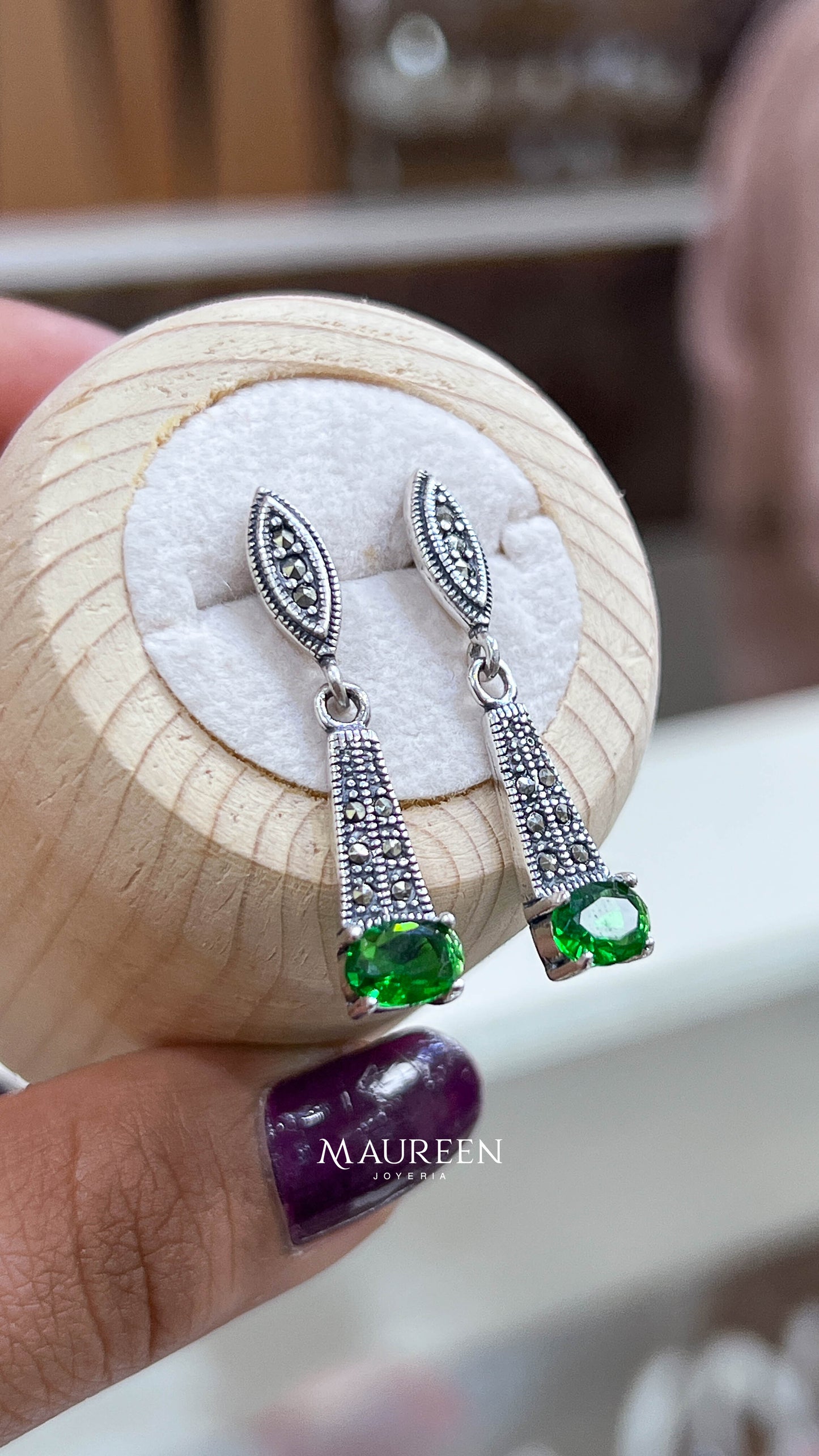 Arete colgante marquesita - Plata