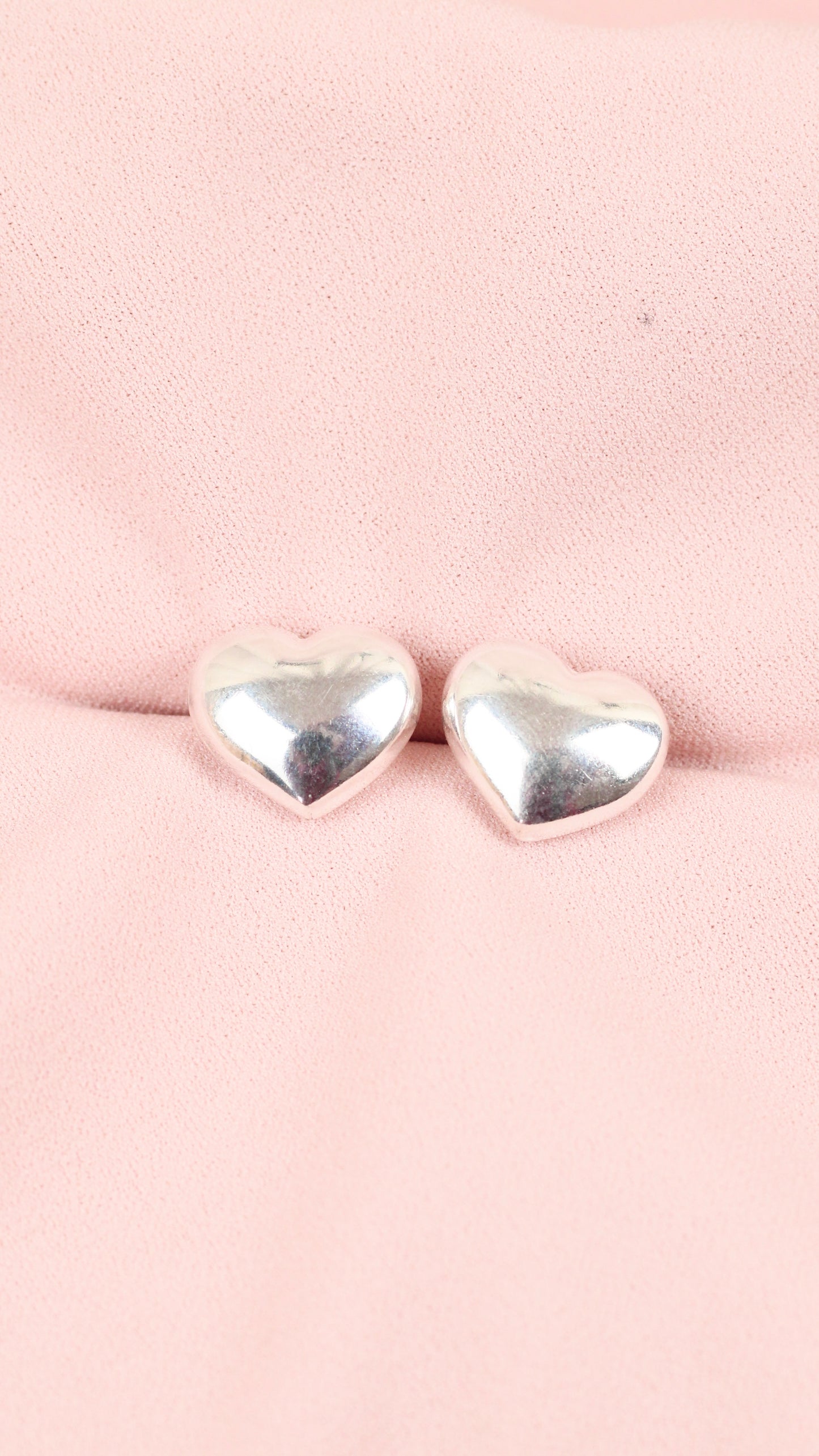 Arete corazon liso pegado - Plata