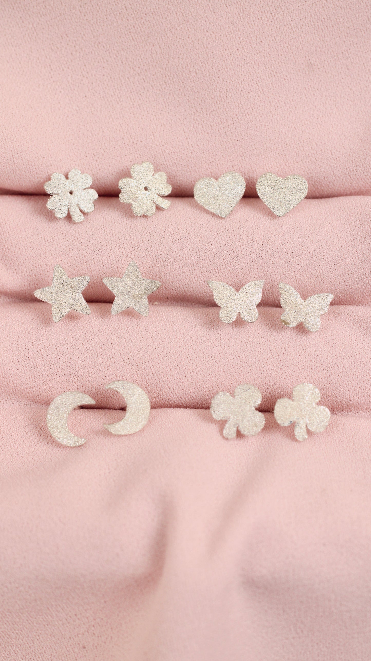 Aretes arenados pegados - Plata