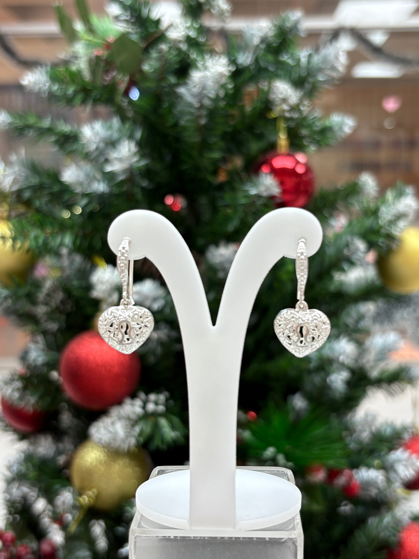 Arete filigrana corazon colgante - Plata