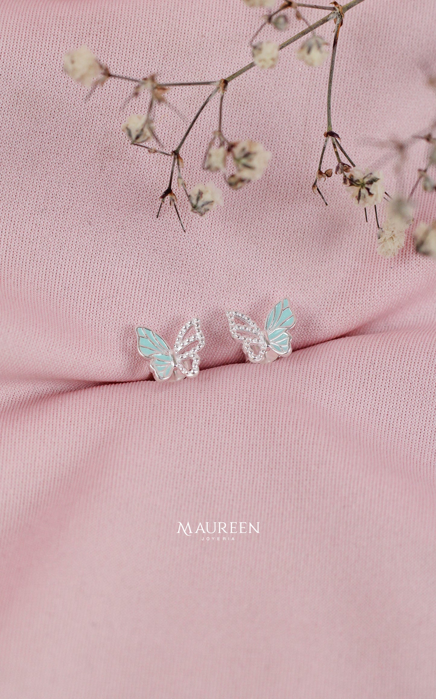 Arete mariposa pegado - Plata