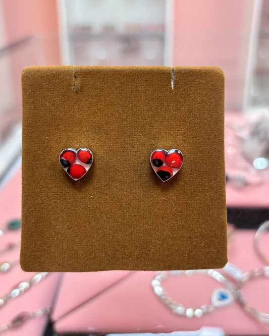 Aretes corazon huayruro - Plata