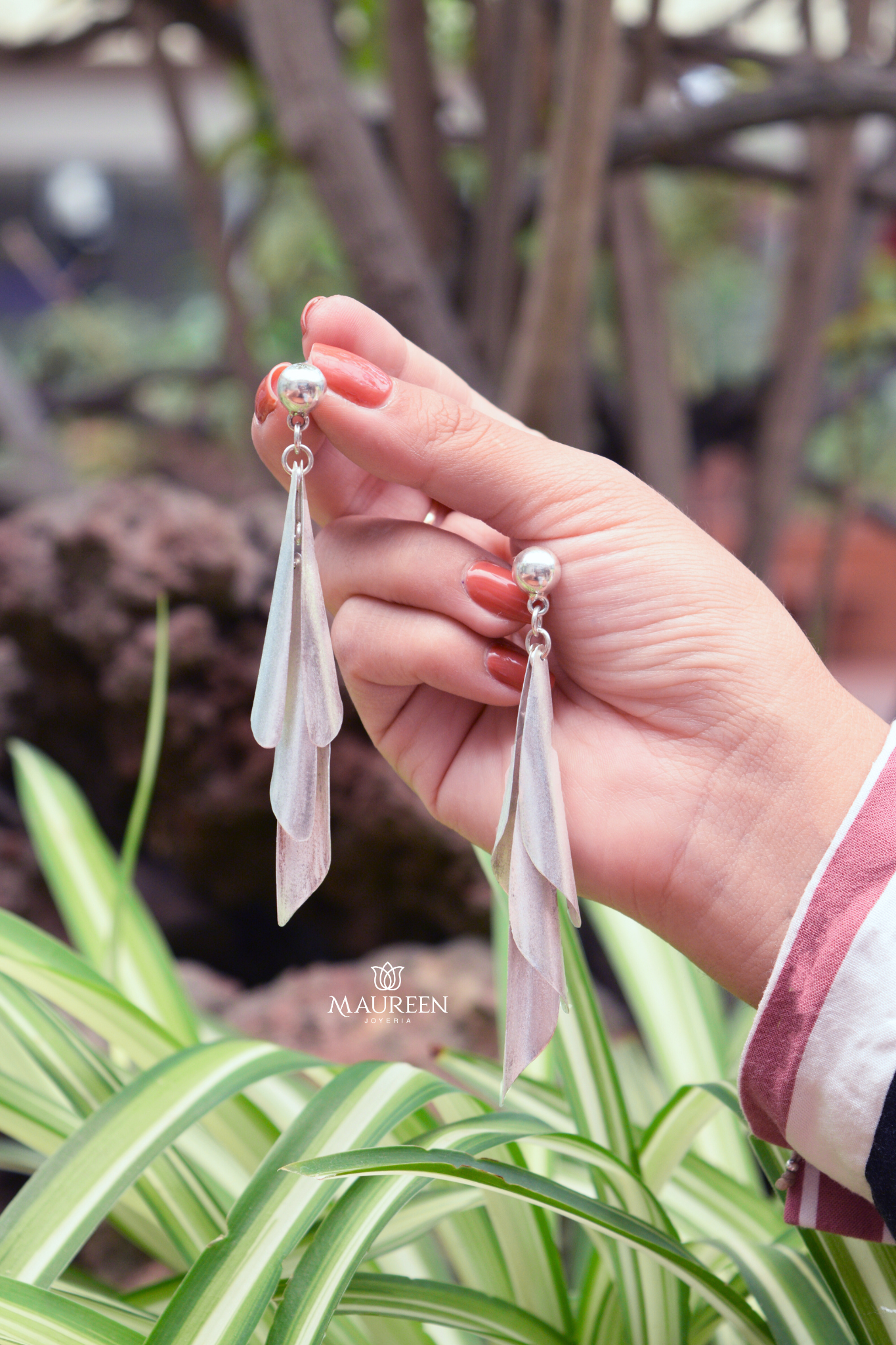 Arete colgante satinado - Plata