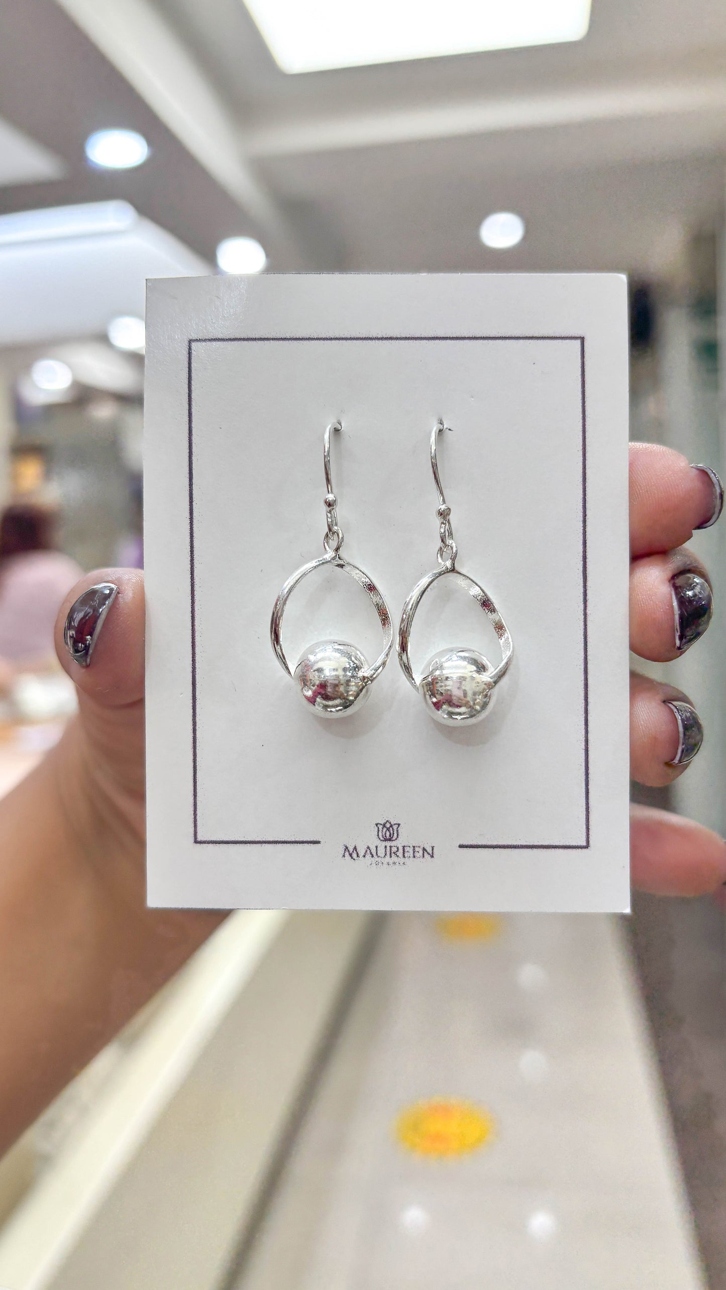 Arete bola circulo colgante - Plata