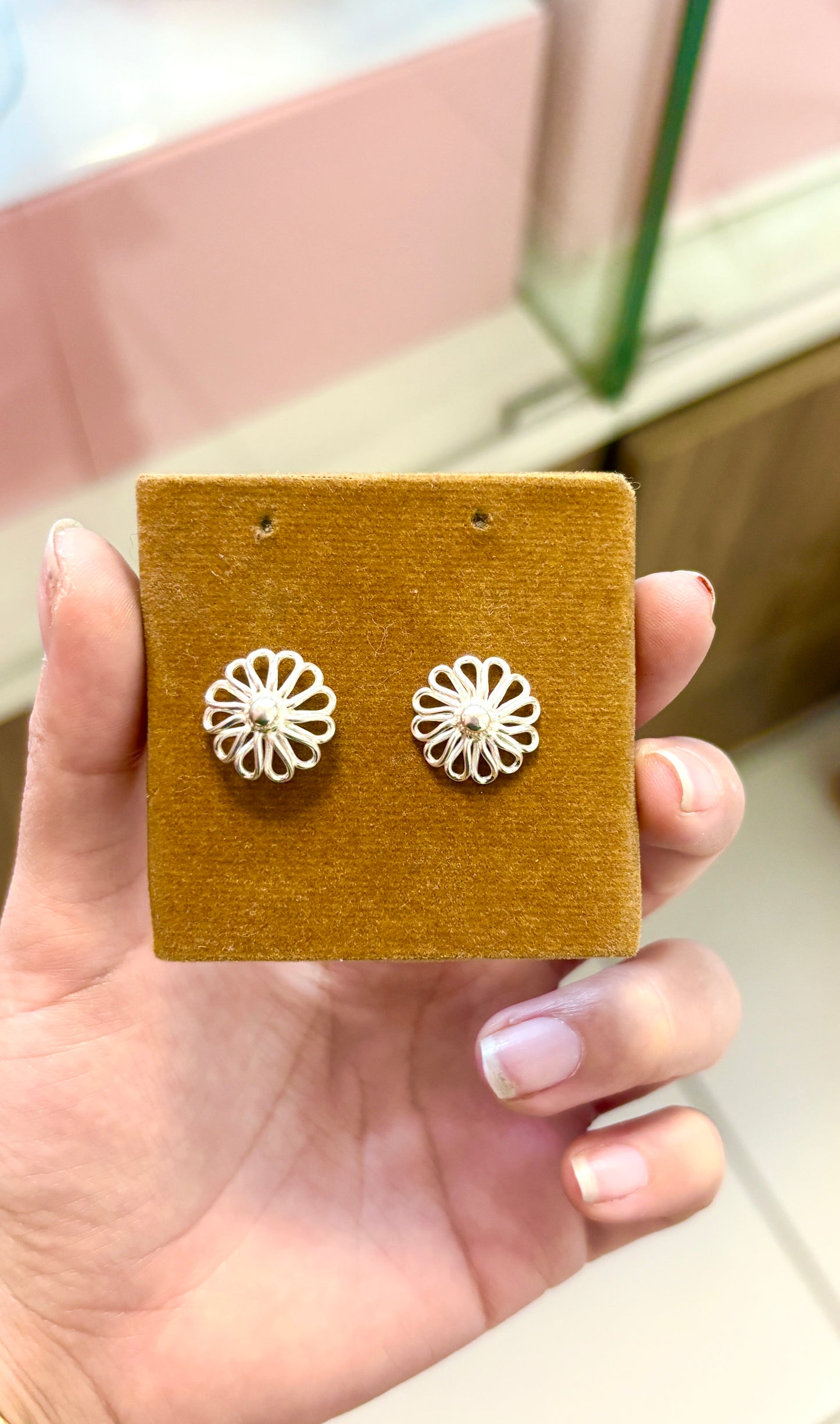 Arete flor alambre - plata