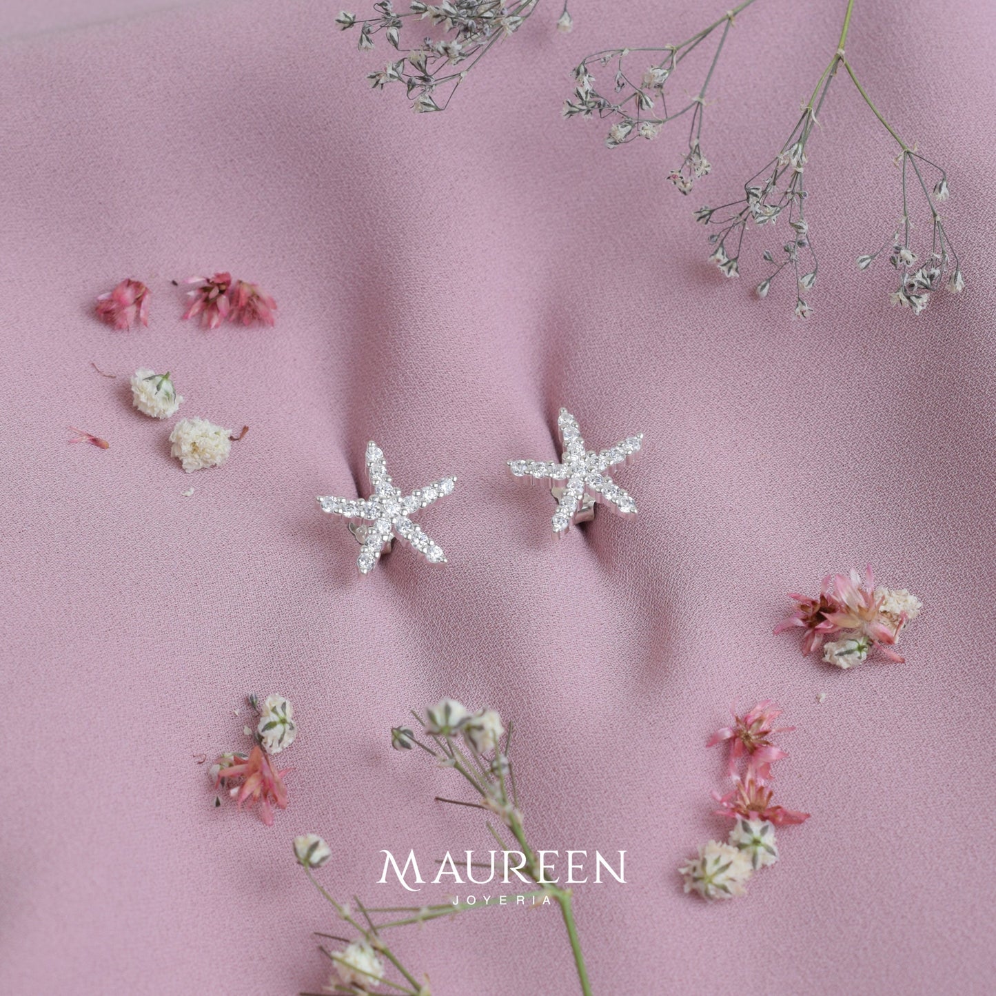 Arete estrella de mar con circones - Plata