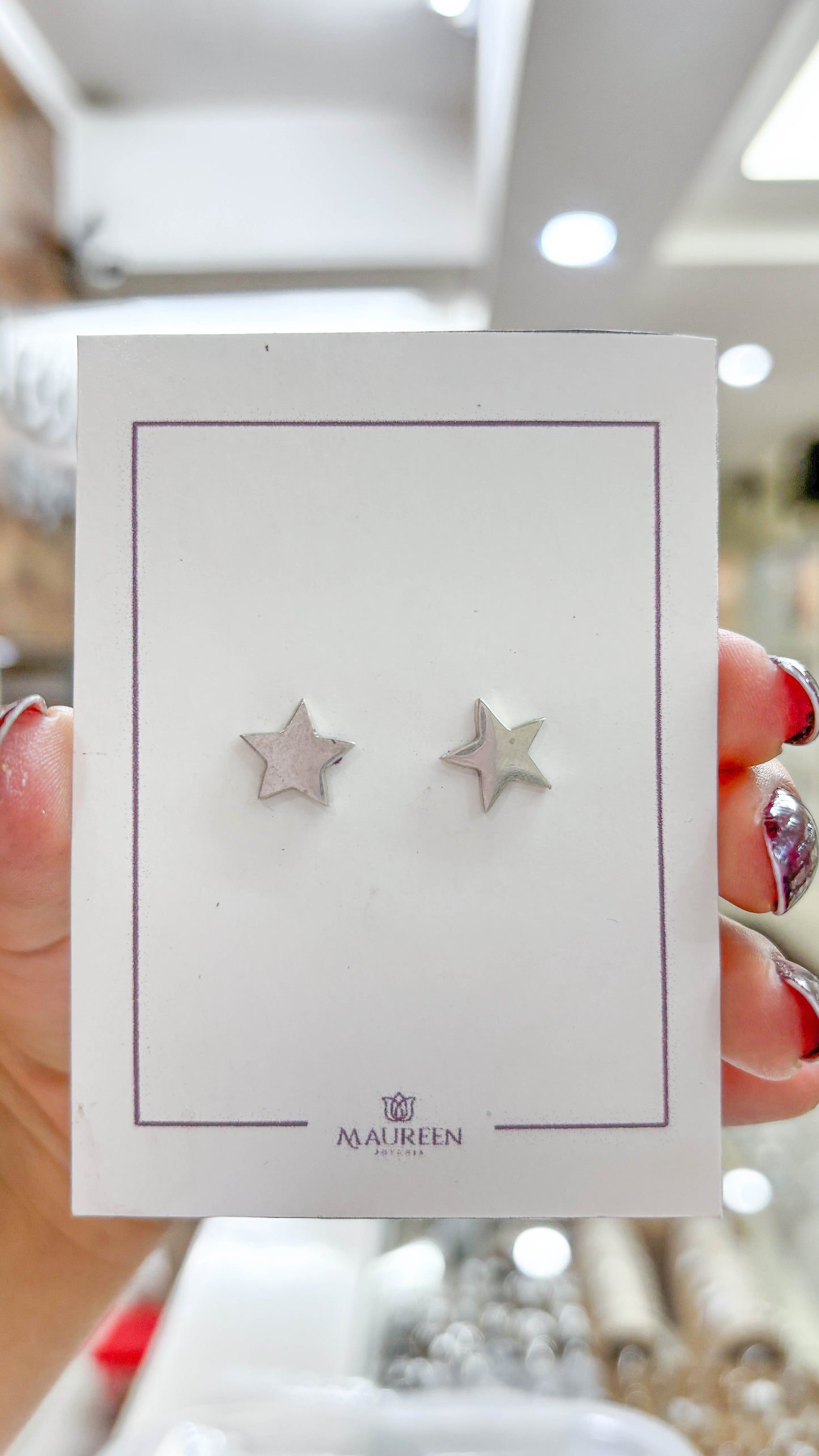 Arete estrella plana pegado - Plata