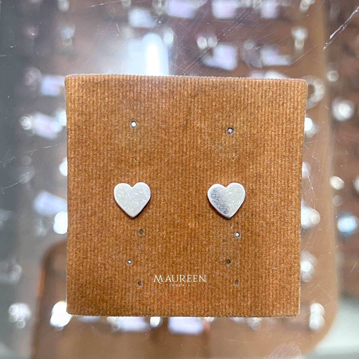 Arete corazón encajonado - Plata