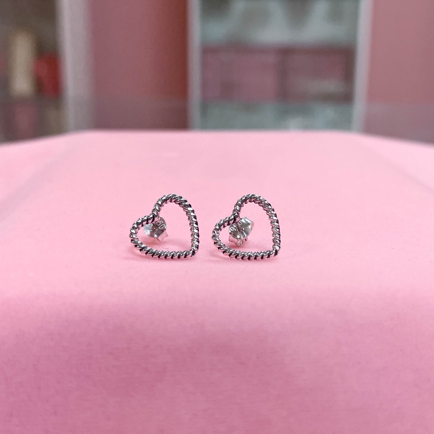 Arete corazon entorchado - Plata quemada