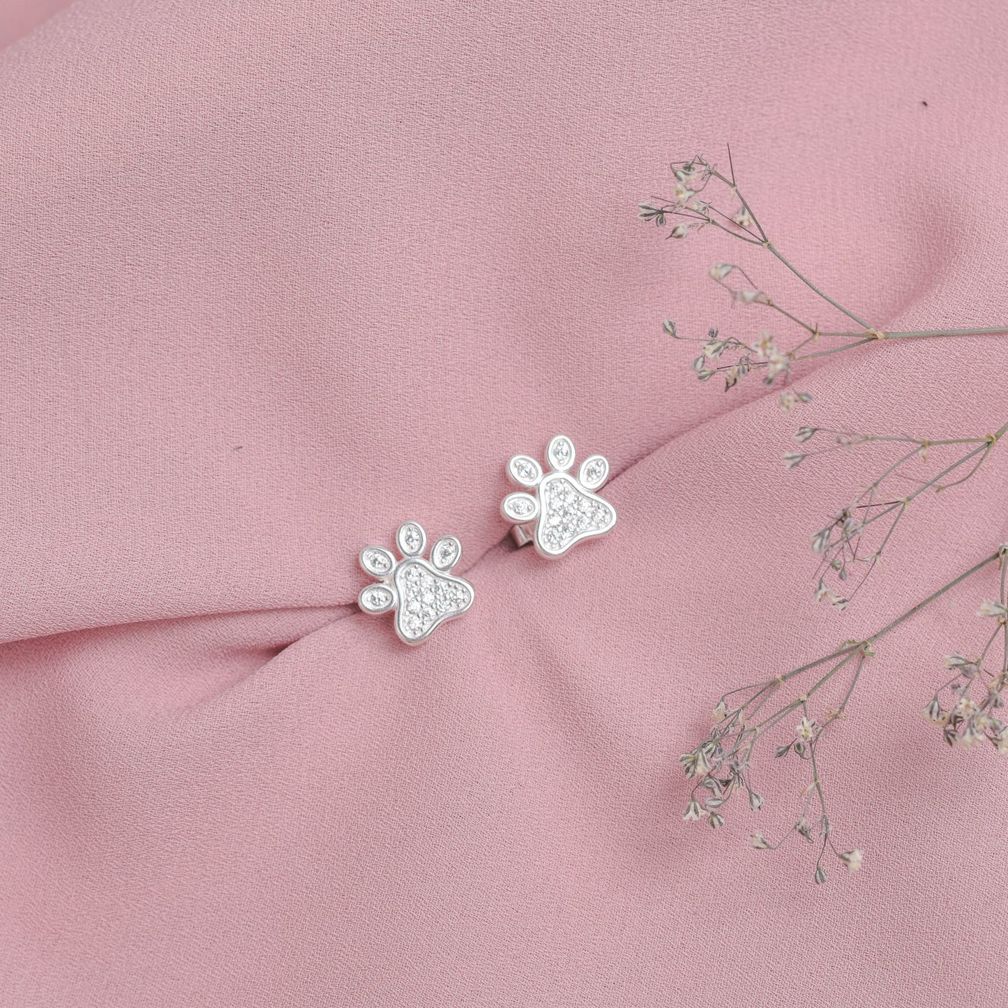 Arete huella con circones - Plata