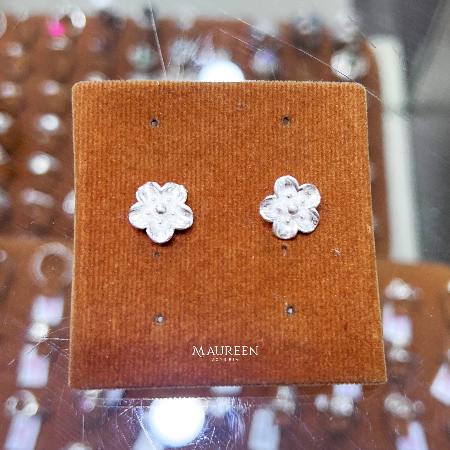 Arete Flor 5 petalos - Plata