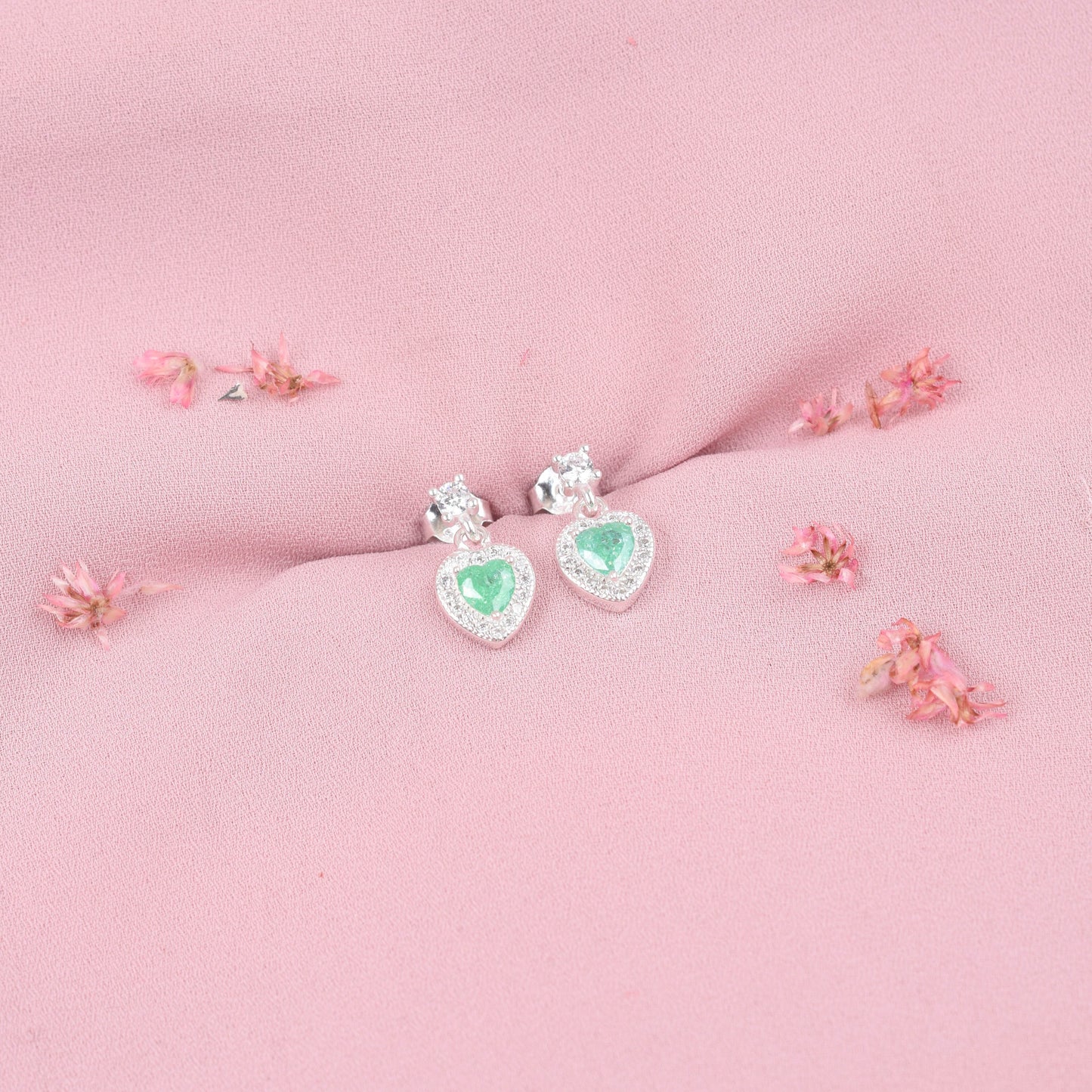 Arete corazon opalo verde - Plata