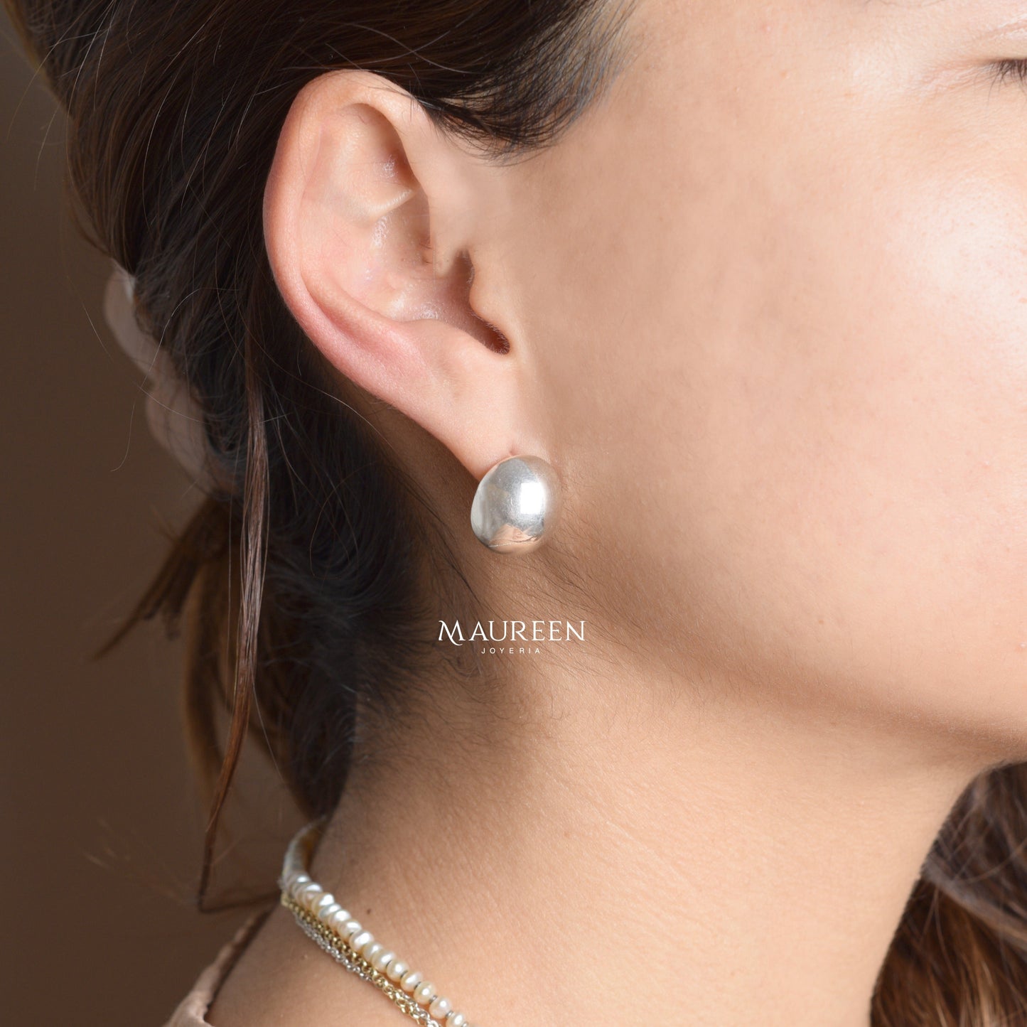 Arete chapa chunky pequeño - Plata