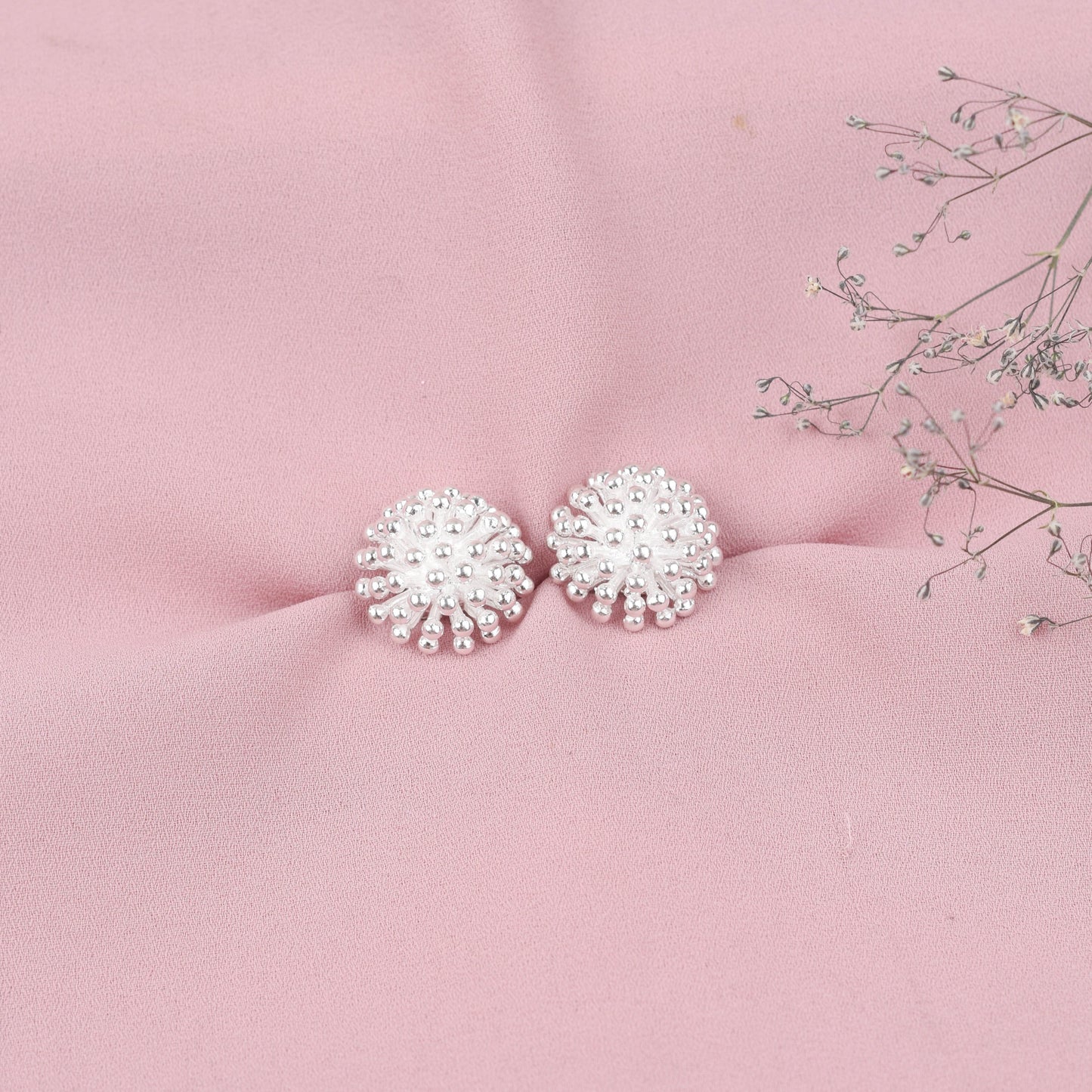 Arete flor diente de leon - Plata