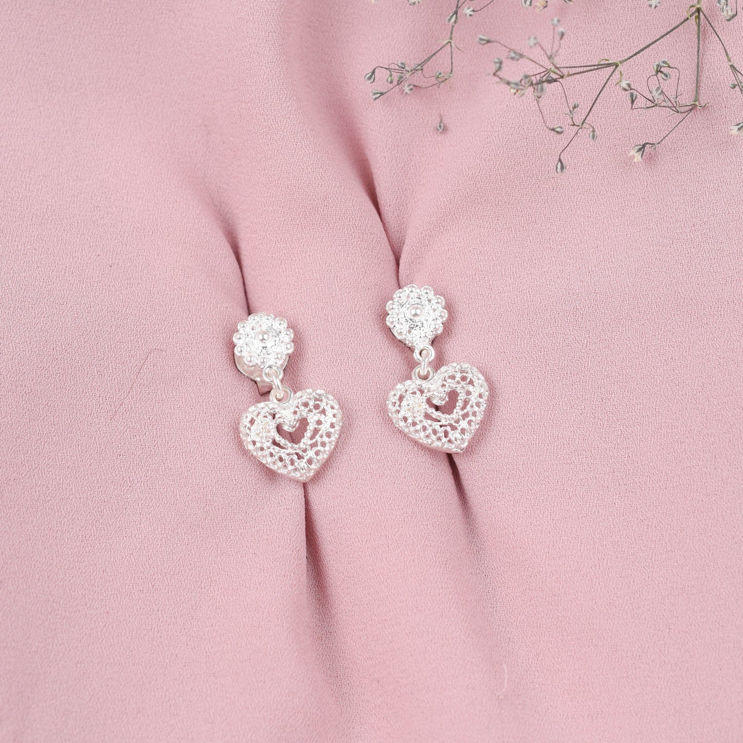 Arete corazón calado - Plata