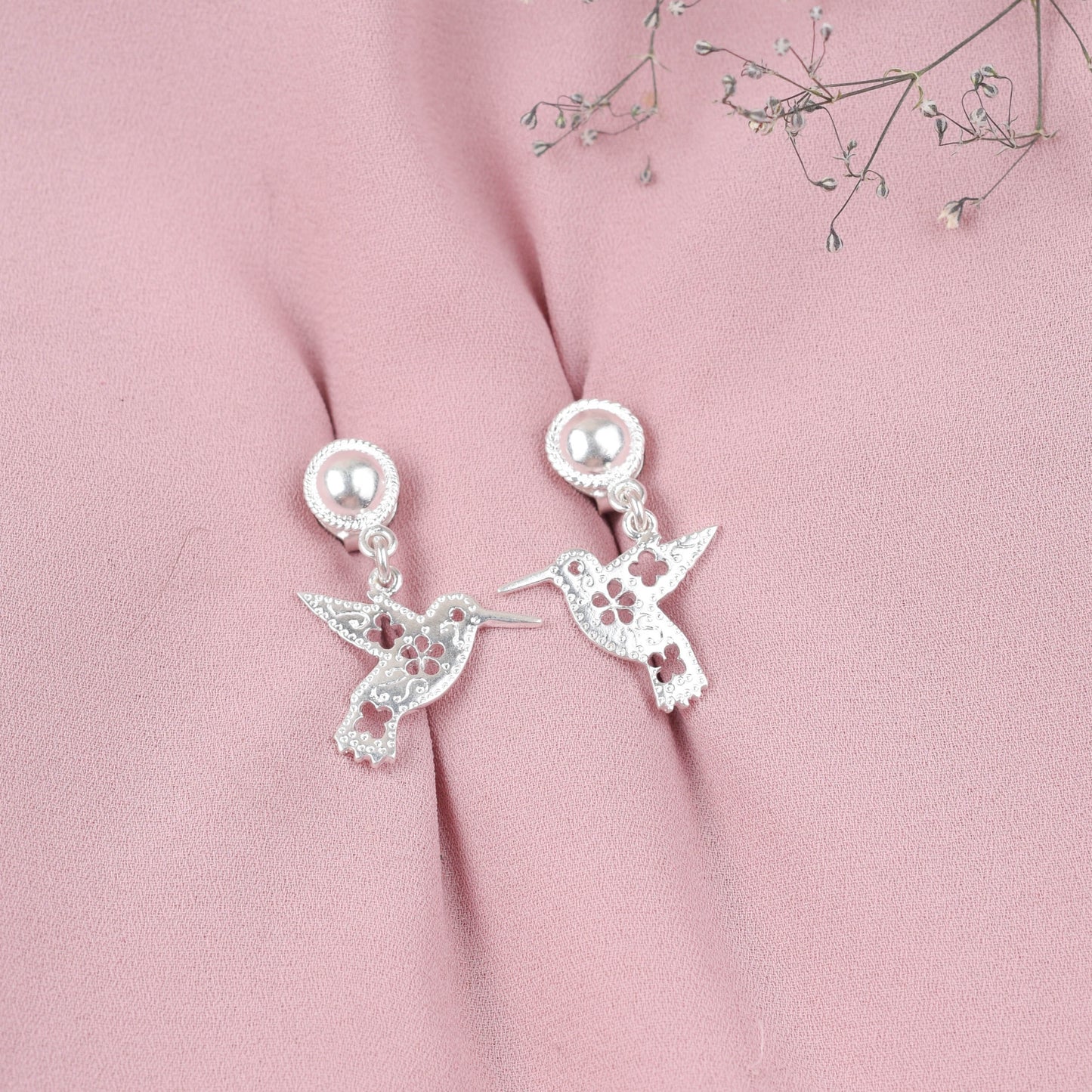 Arete colibri calado - Plata