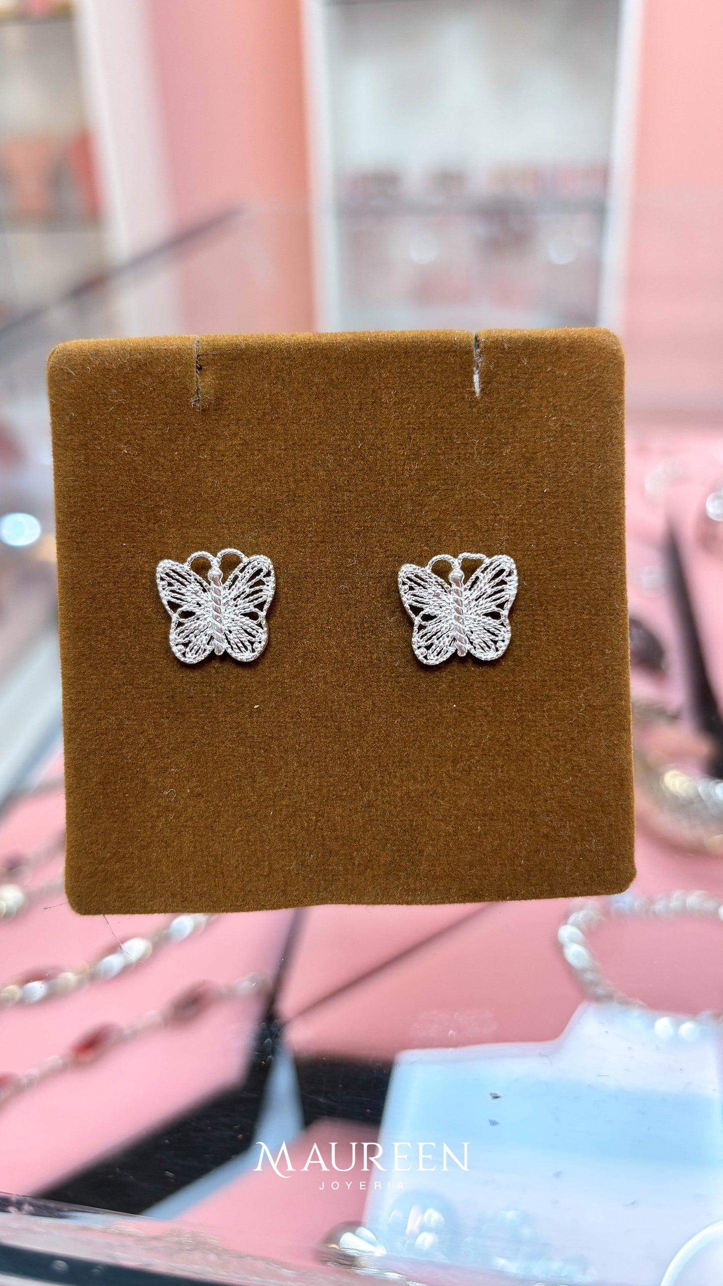 Arete mariposa pequeña filigrana - Plata