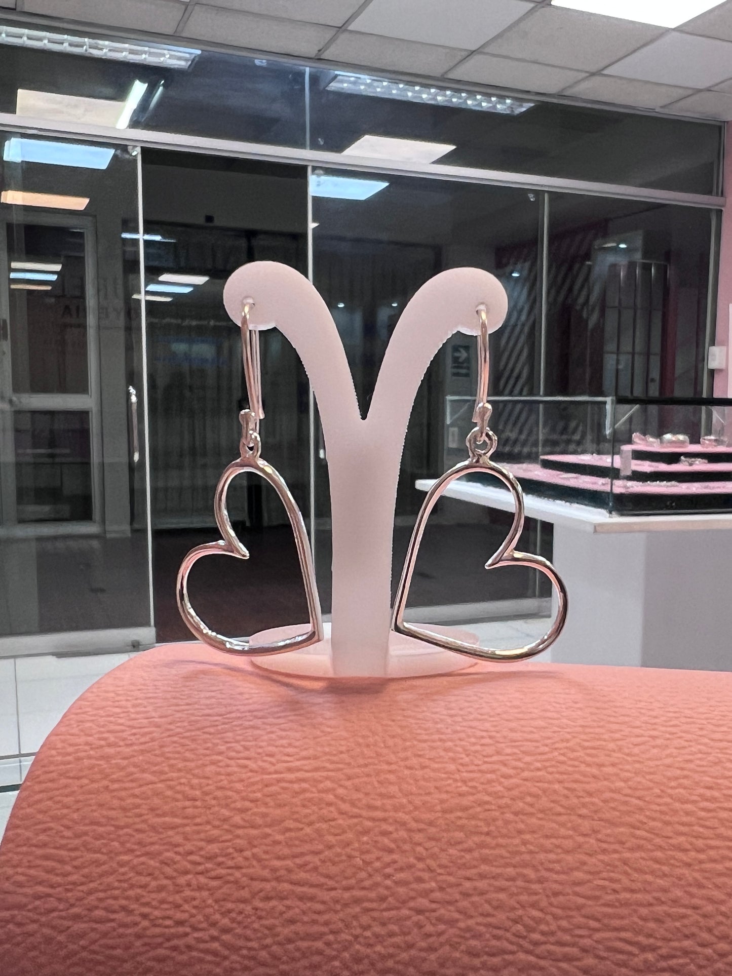 Arete corazón calado colgante - Plata