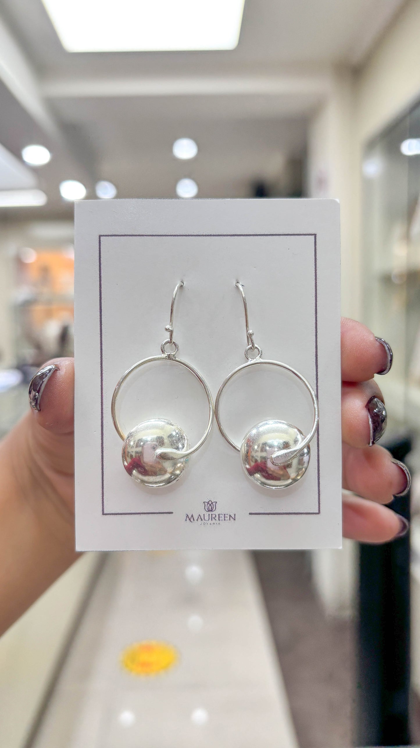 Arete bola circulo colgante - Plata