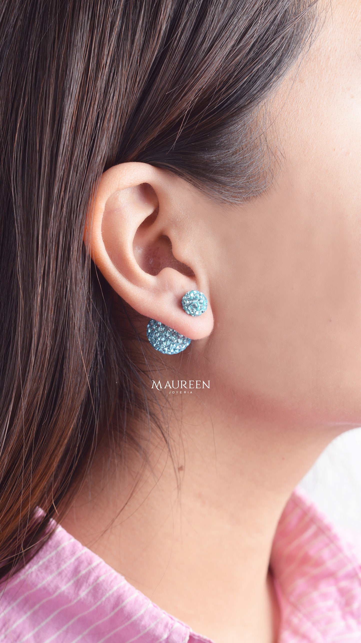 Arete reversible con mini circones de colores - Plata