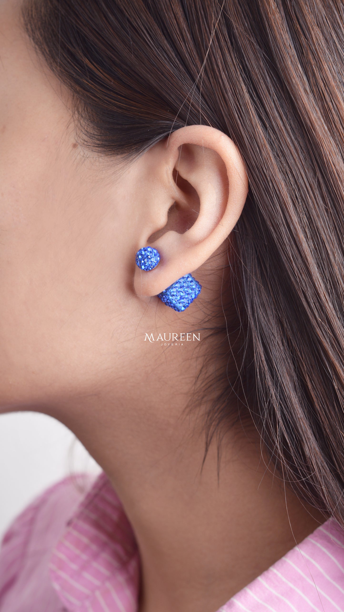 Arete reversible con mini circones de colores - Plata