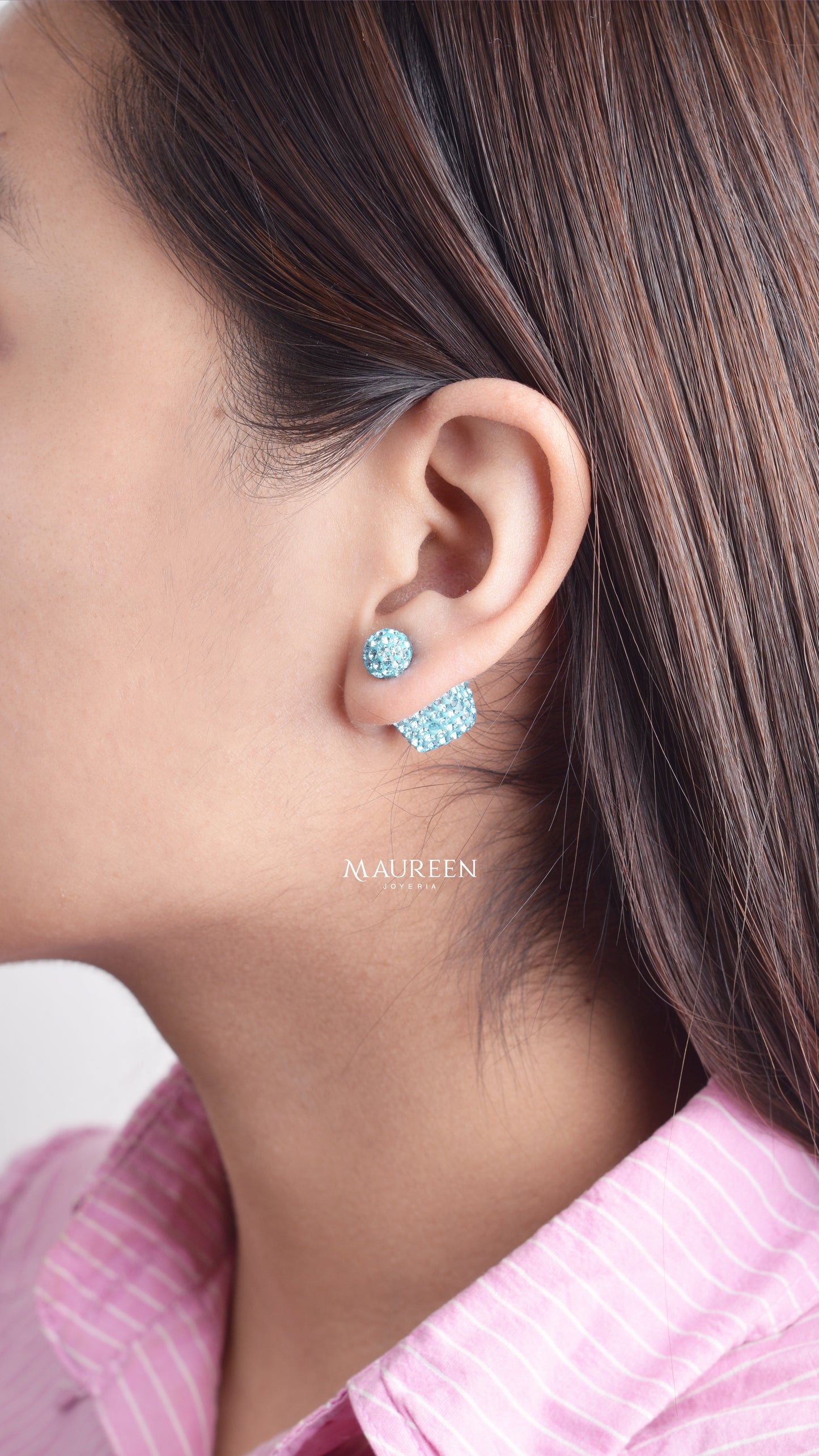 Arete reversible con mini circones de colores - Plata