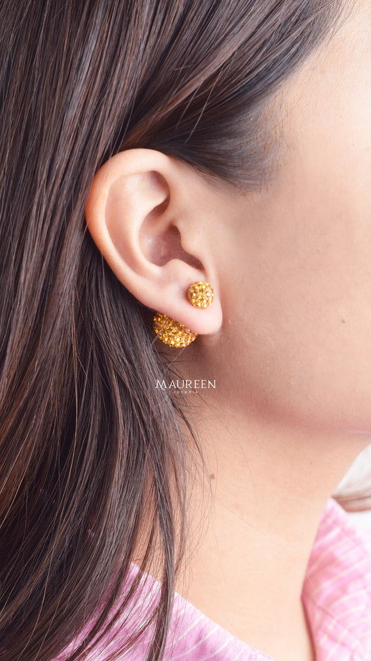 Arete reversible con mini circones de colores - Plata