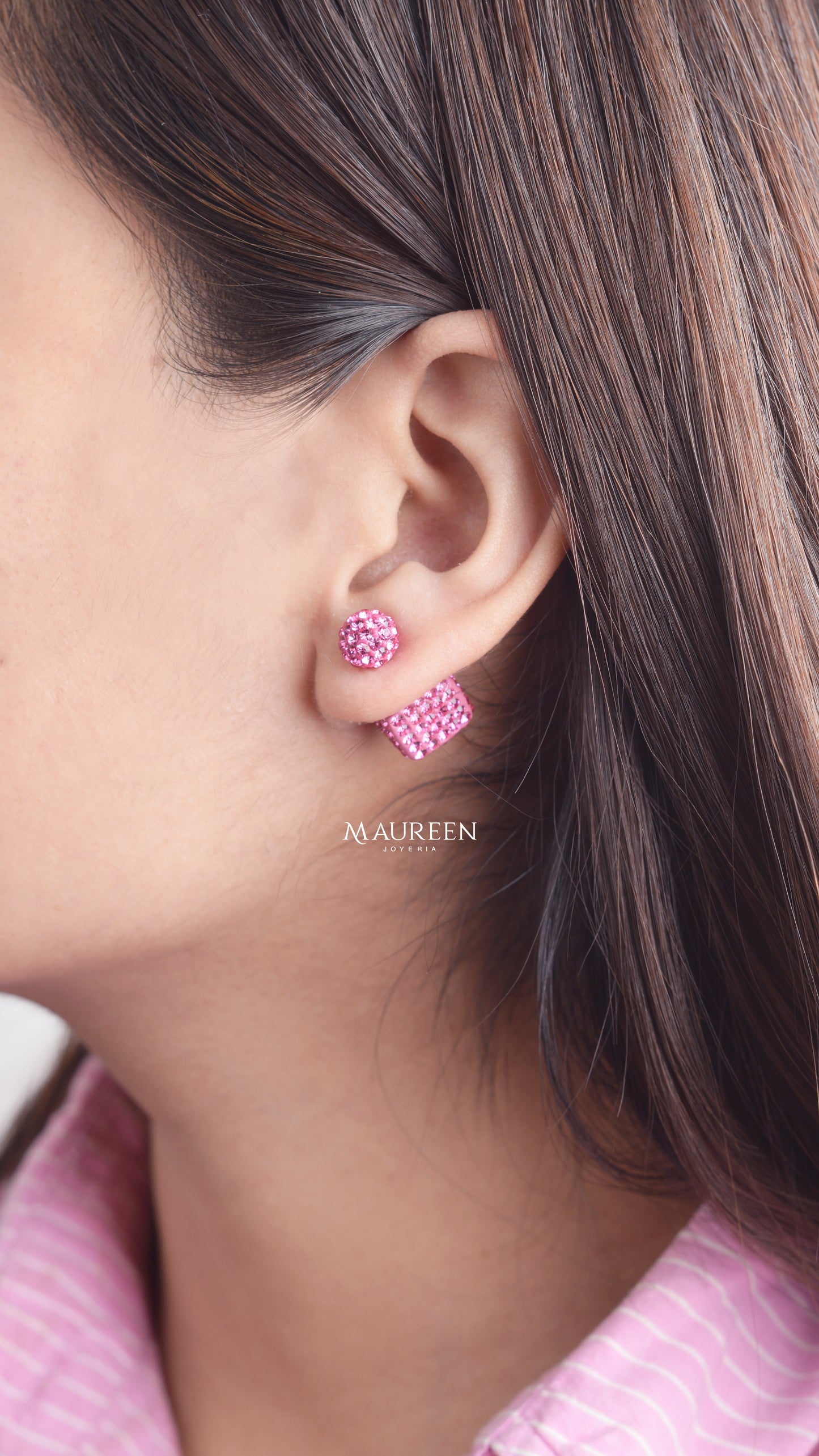 Arete reversible con mini circones de colores - Plata