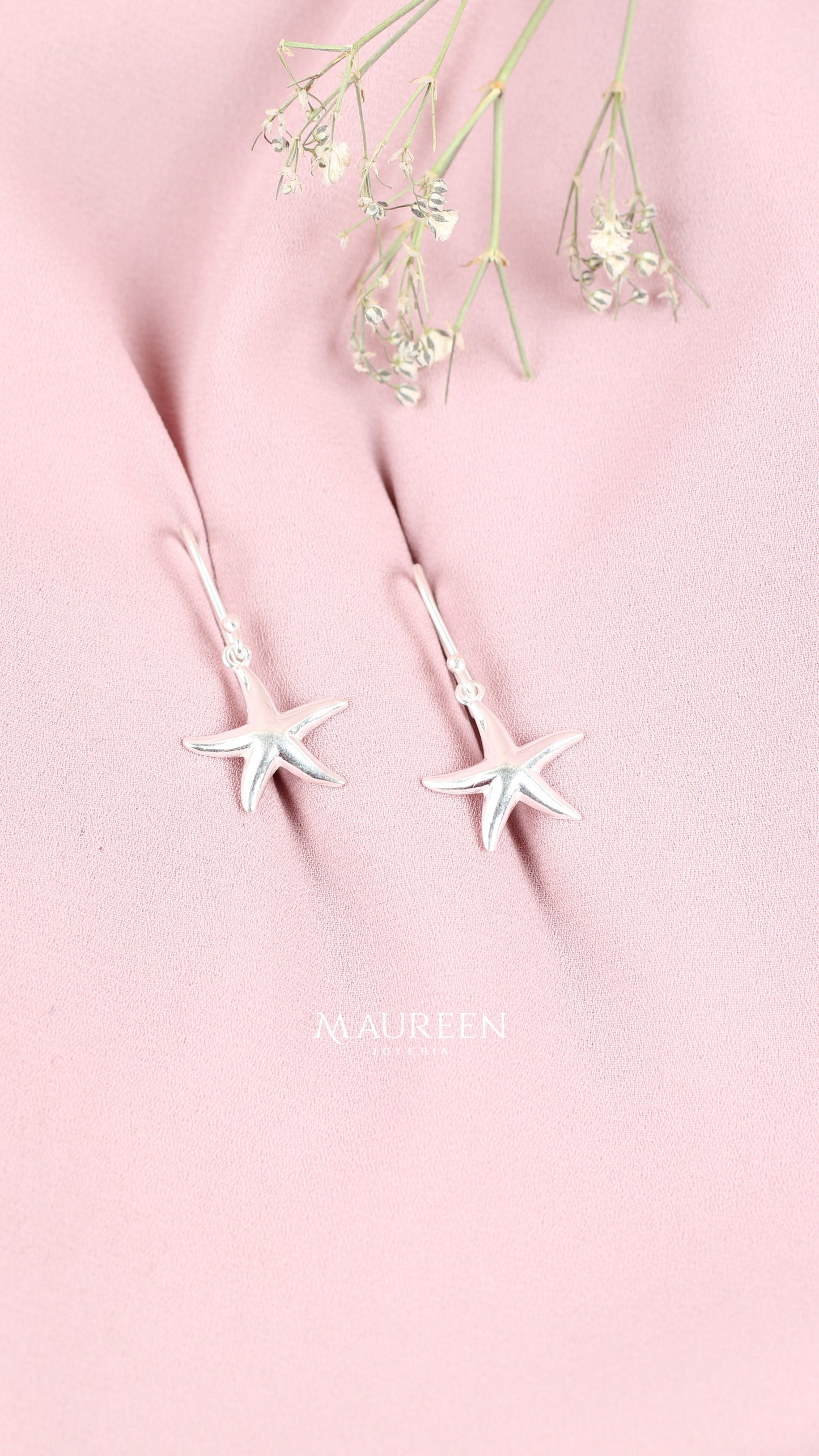 Arete estrella de mar lisa colgante - Plata