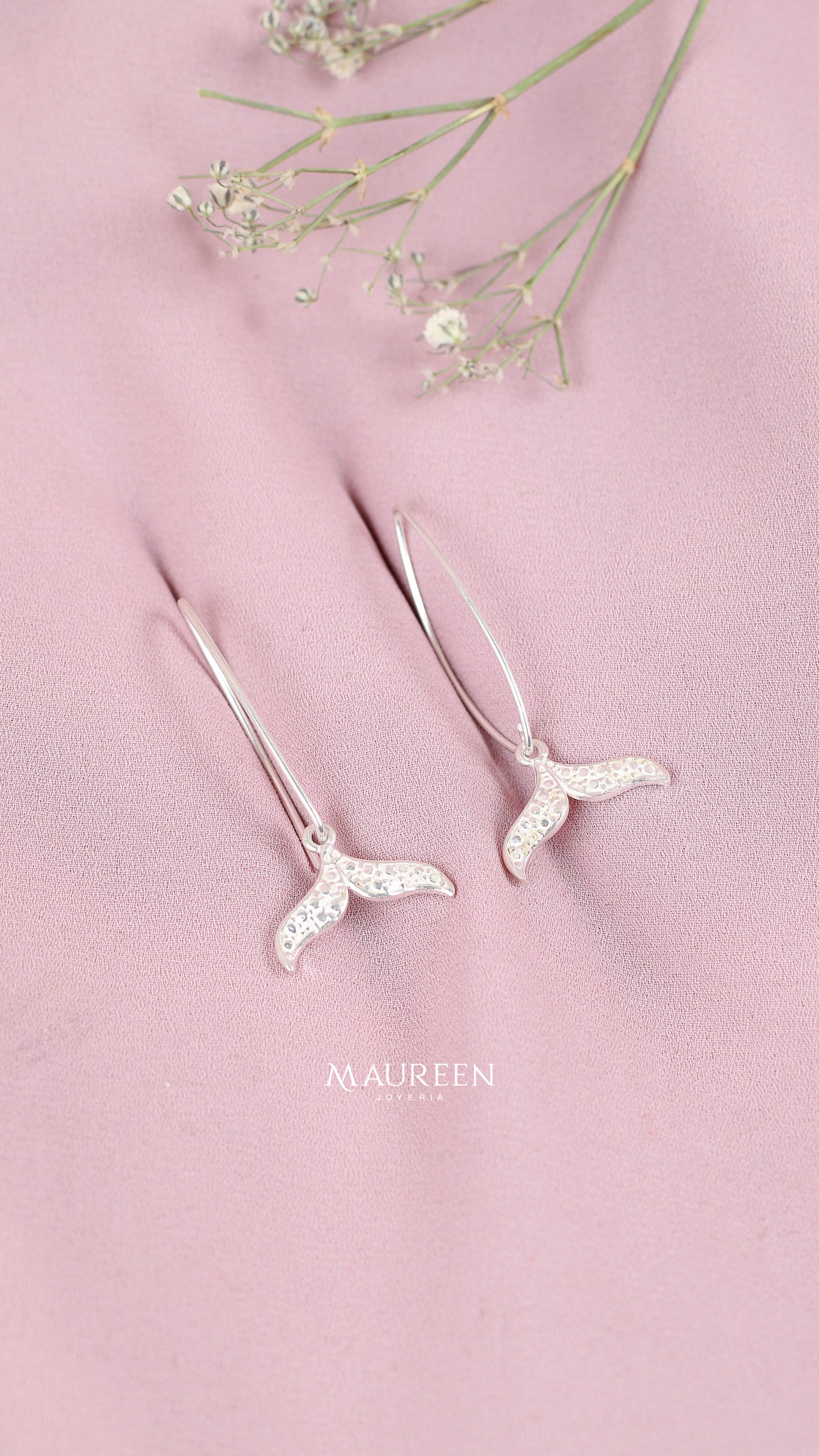 Arete colgante pasante cola de sirena - Plata