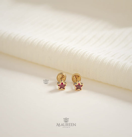 Arete abridor estrella piedra rubi - Oro