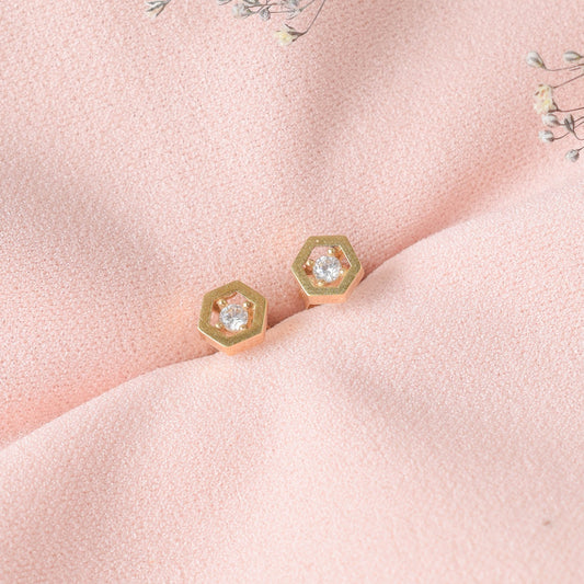 Arete hexagonal con circón - Oro