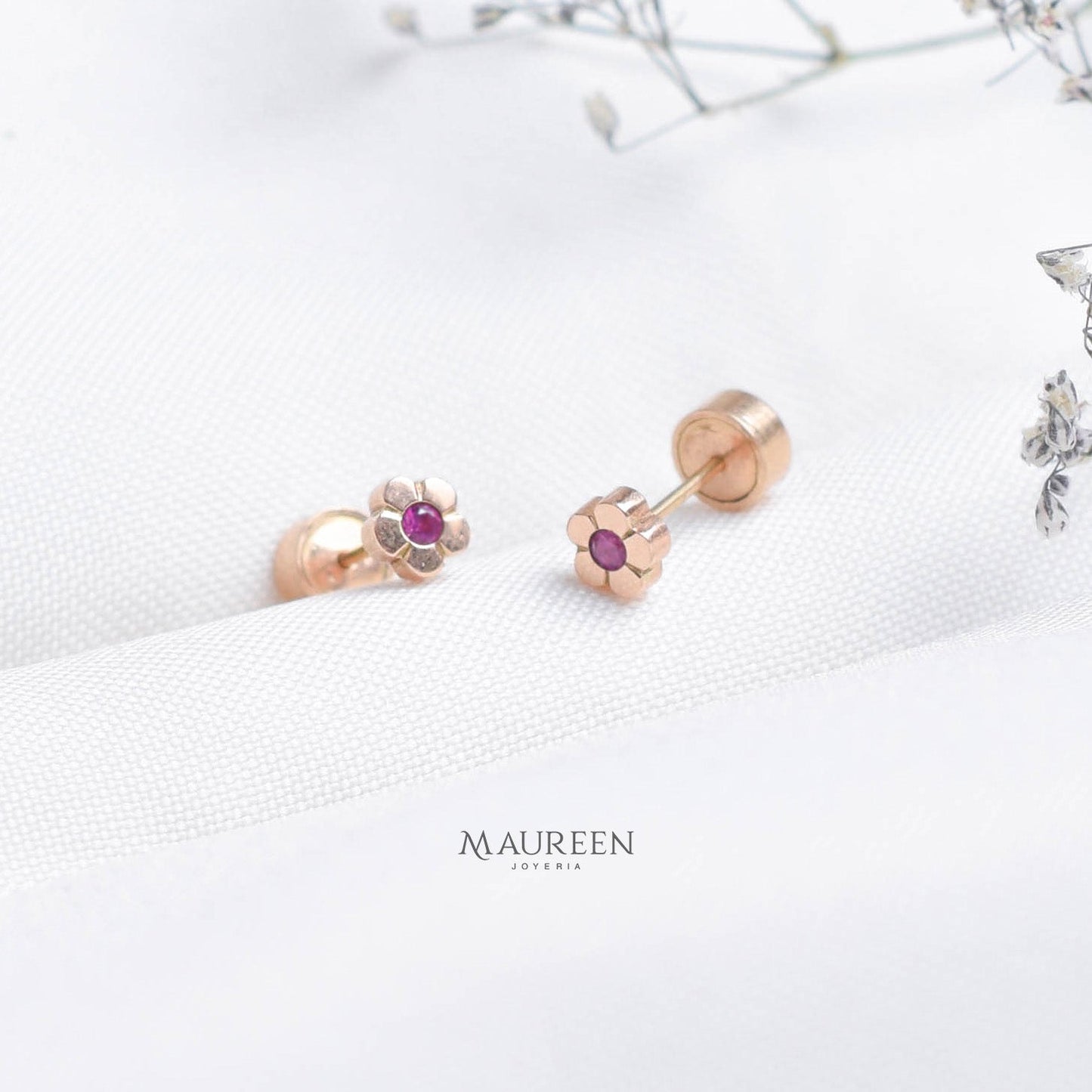 Arete abridor tambor flor - Oro