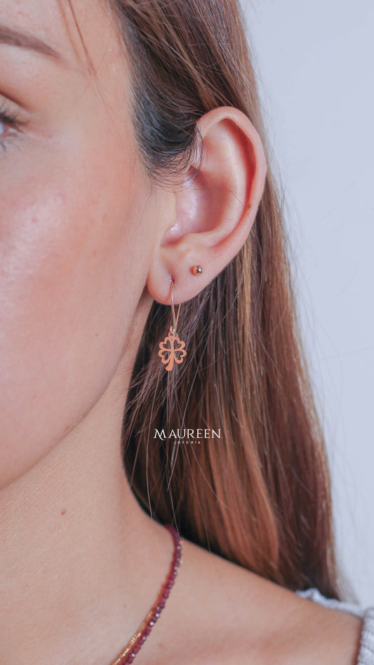 Arete colgante trebol - Oro