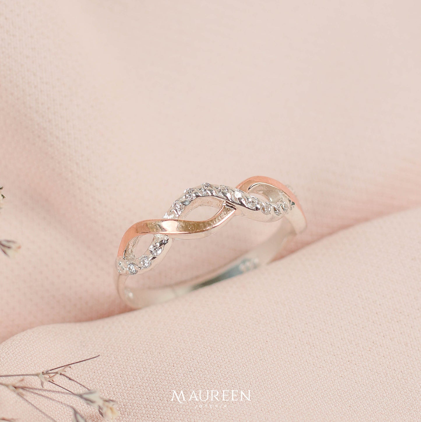 Anillo cintillo trenza - Plata/Oro