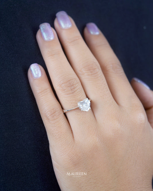 Anillo de promesa corazón piedra circón - Plata