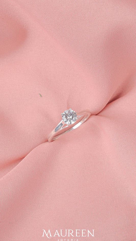 Anillo de compromiso solitario - Plata