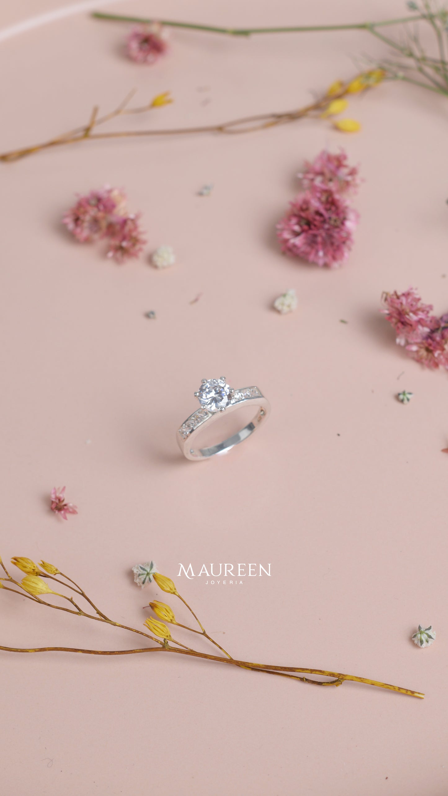 Anillo de compromiso piedra baguette - Plata