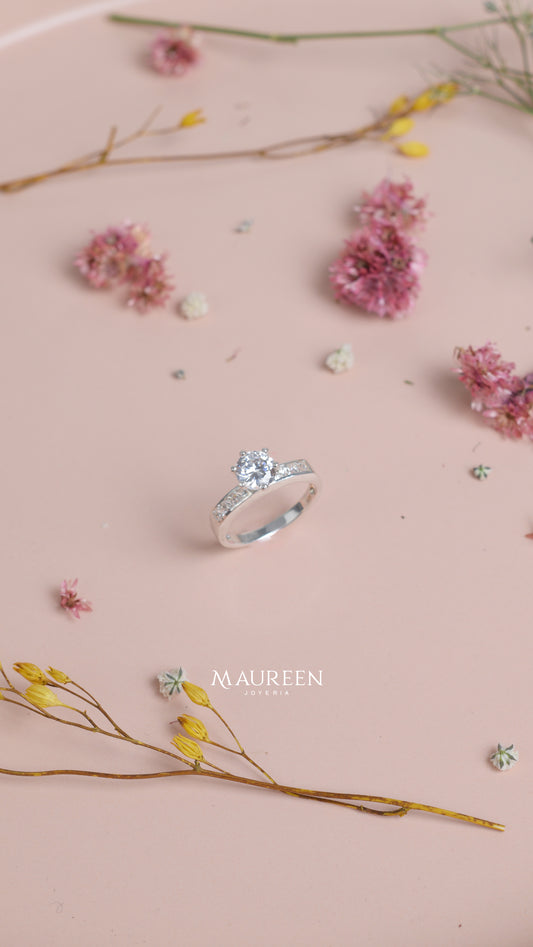 Anillo de compromiso piedra baguette - Plata