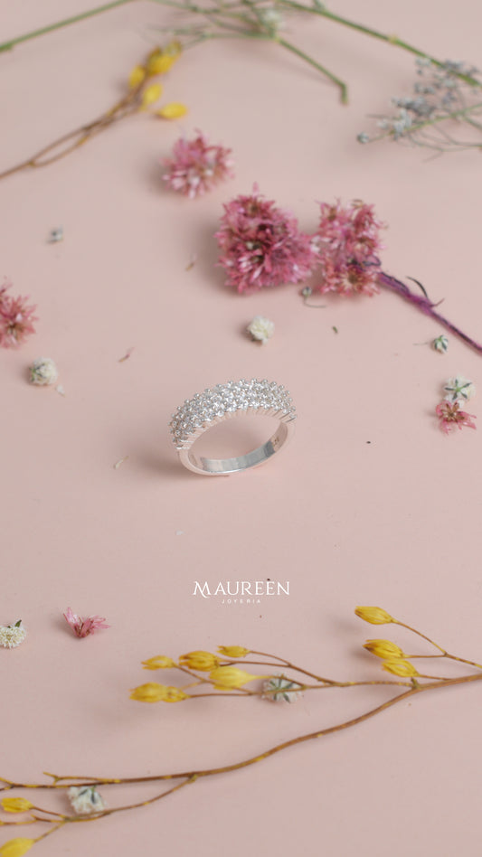 Anillo churumbela de circones - Plata