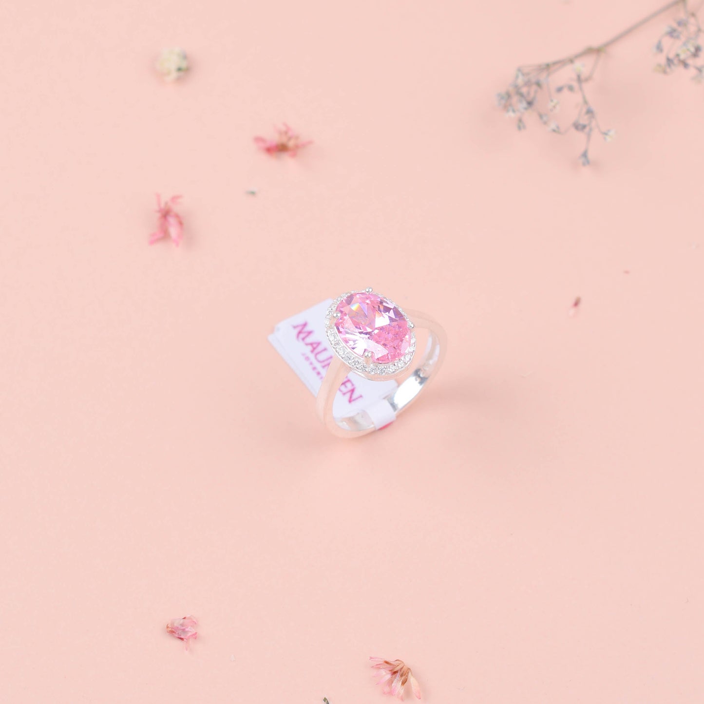 Anillo promesa ovalado rosa de francia - Plata