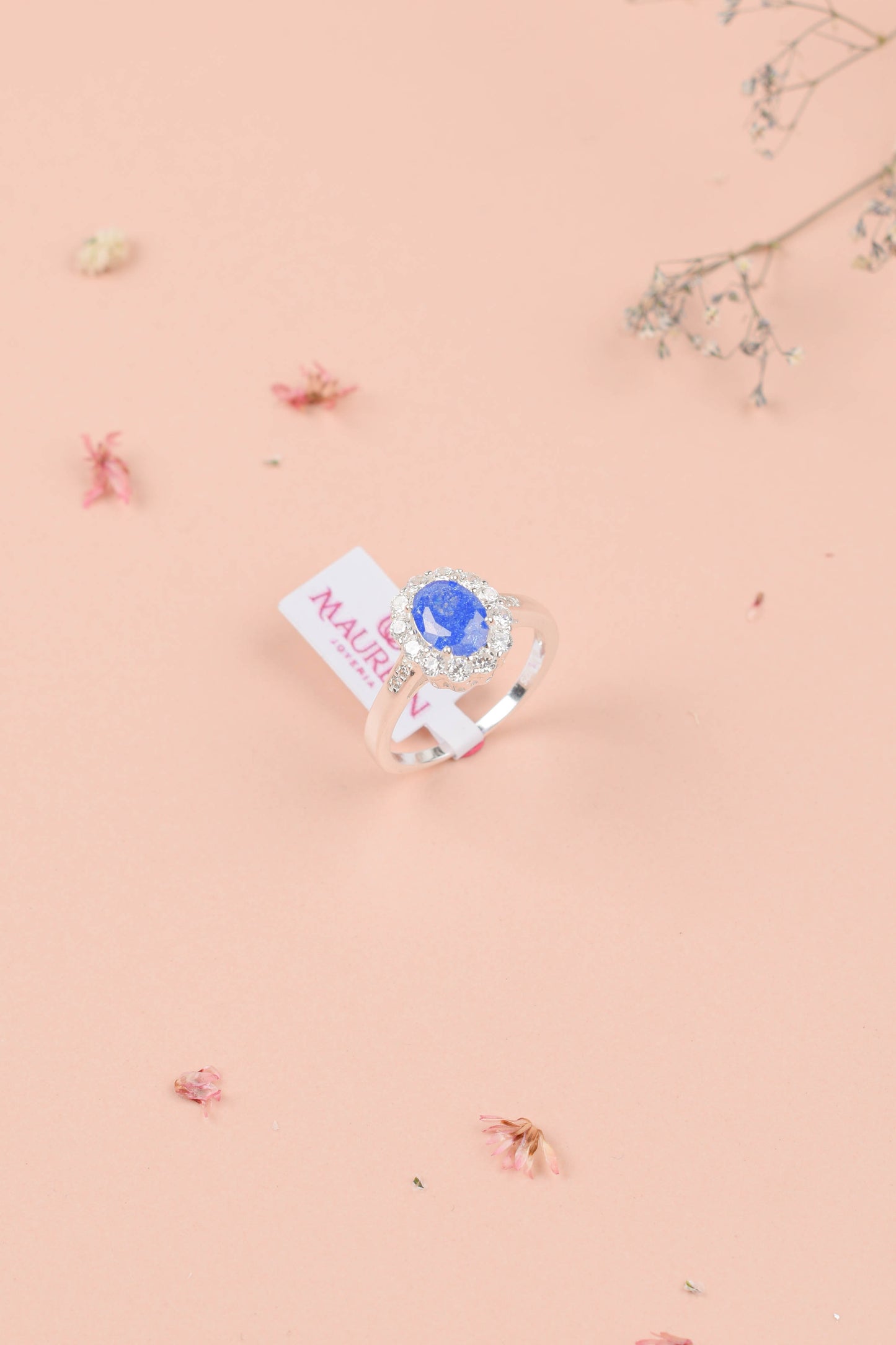 Anillo de promesa roseta ovalada piedra ópalo - Plata