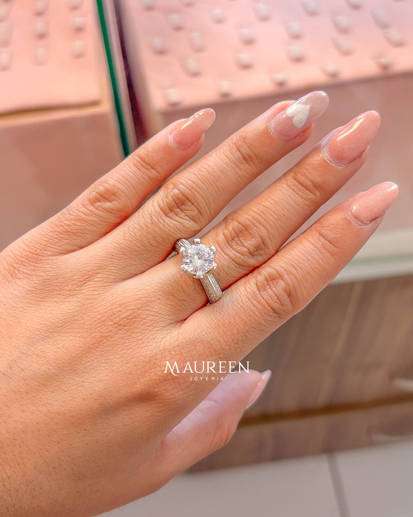 Anillo de compromiso con circones - Plata