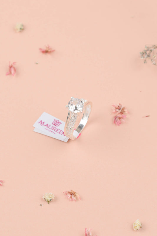 Anillo de compromiso dos filas circones - Plata