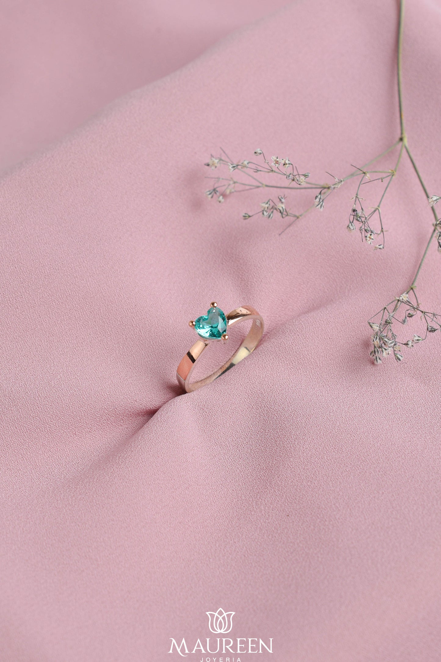 Anillo de promesa corazón piedra verde - Plata/Oro