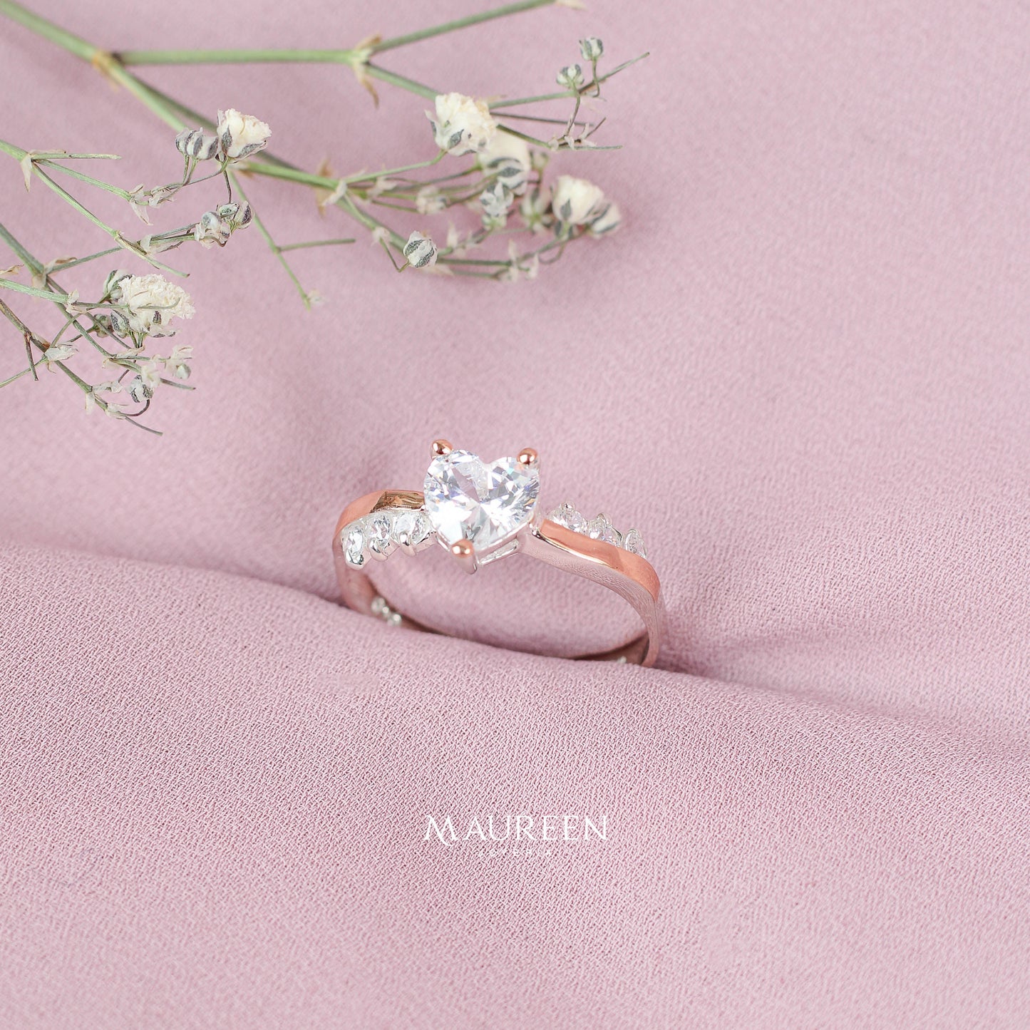 Anillo de promesa corazón - Plata/Oro