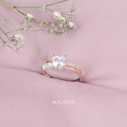 Anillo de promesa corazón - Plata/Oro