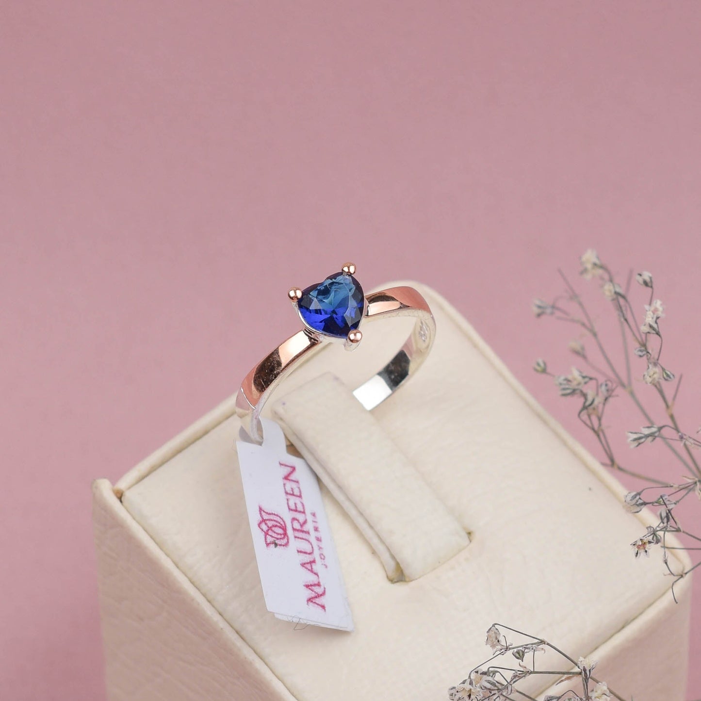 Anillo promesa corazon azul - Plata/oro