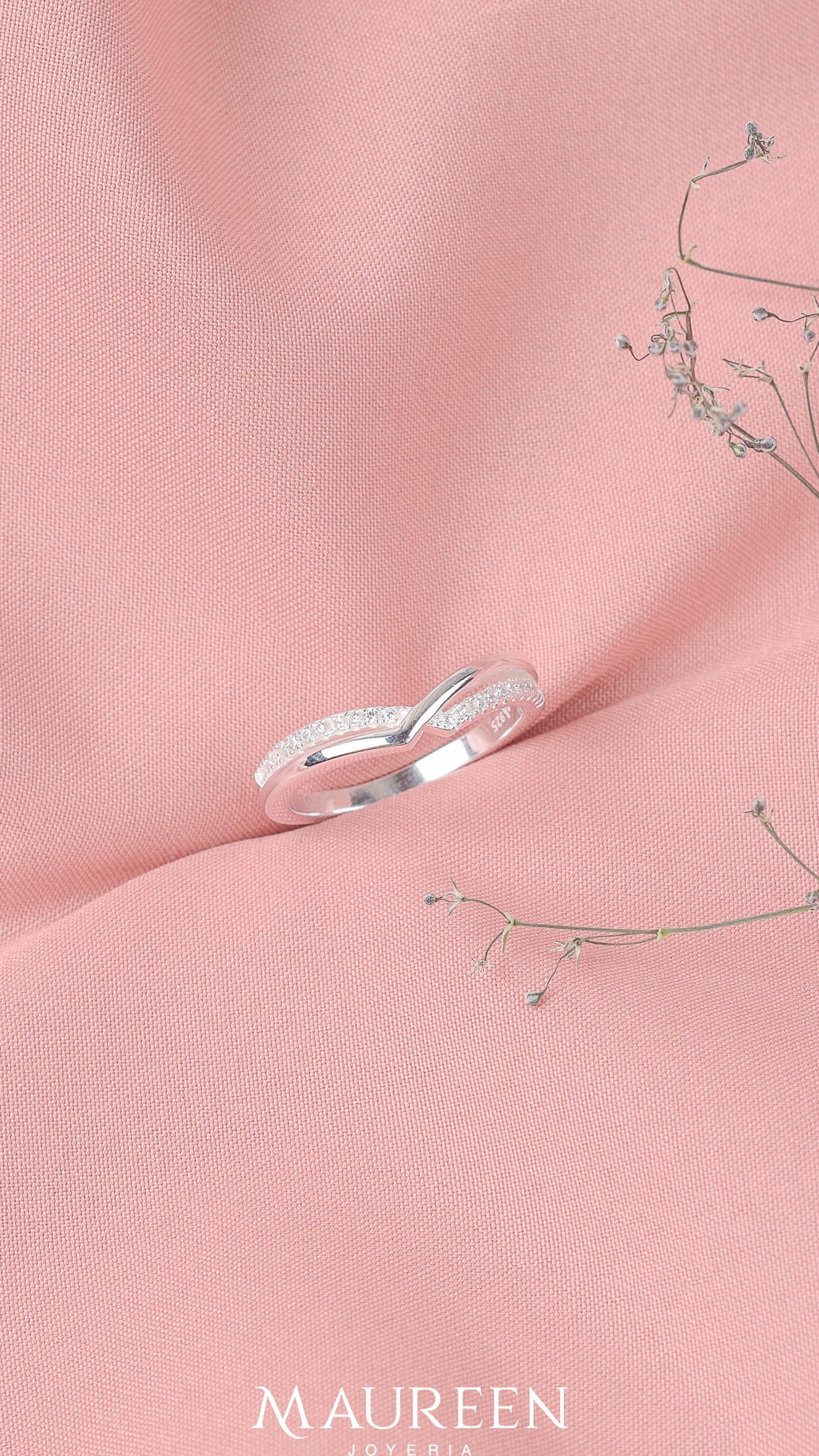 Anillo churumbela doble V - Plata